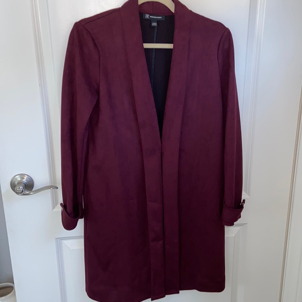 INC Duster/Coat - Faux Suede - Dark Cranberry - Sz X Small - Perfect Condition